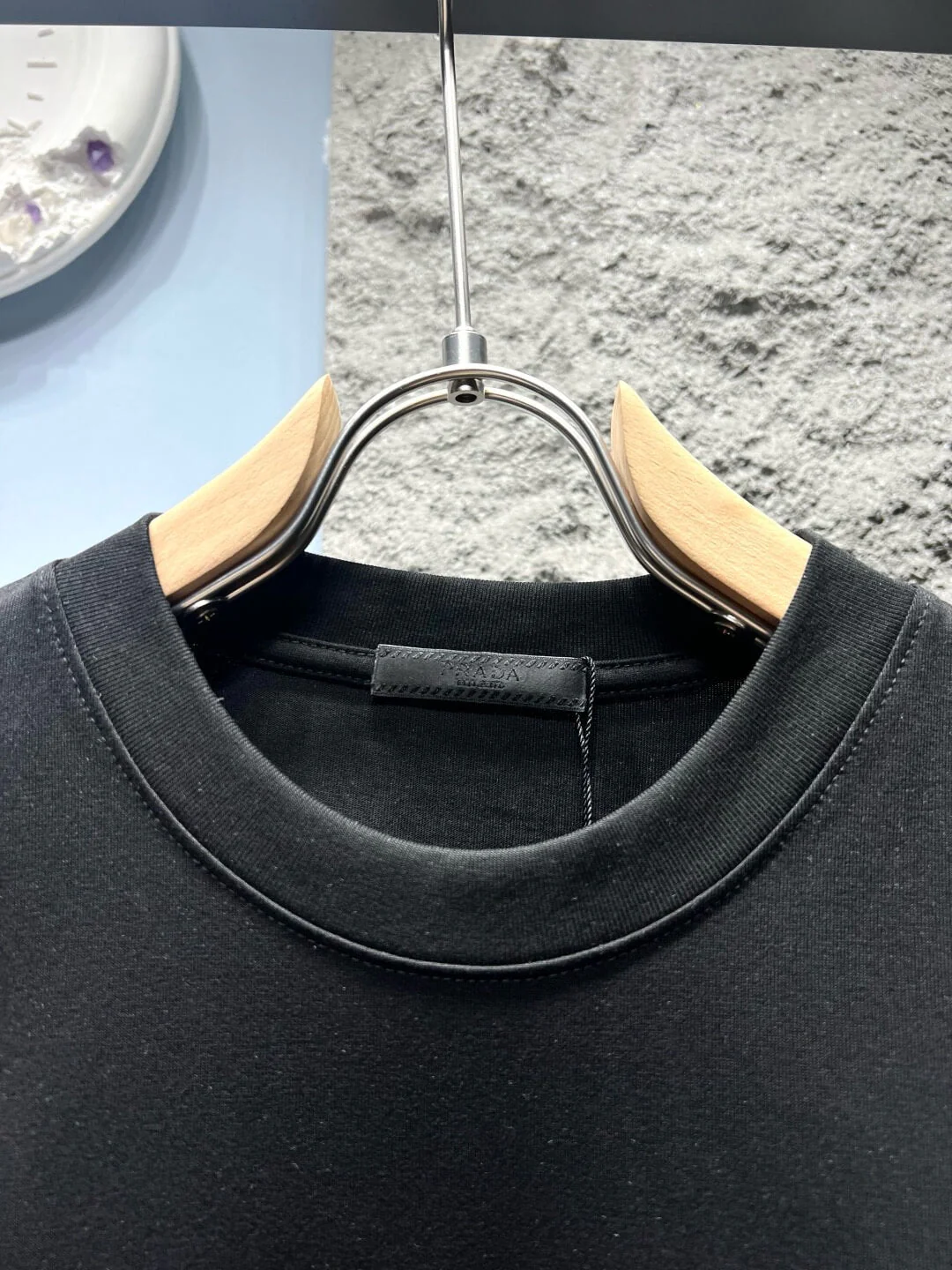 Jacquard Fuzzy Lettering T Shirt