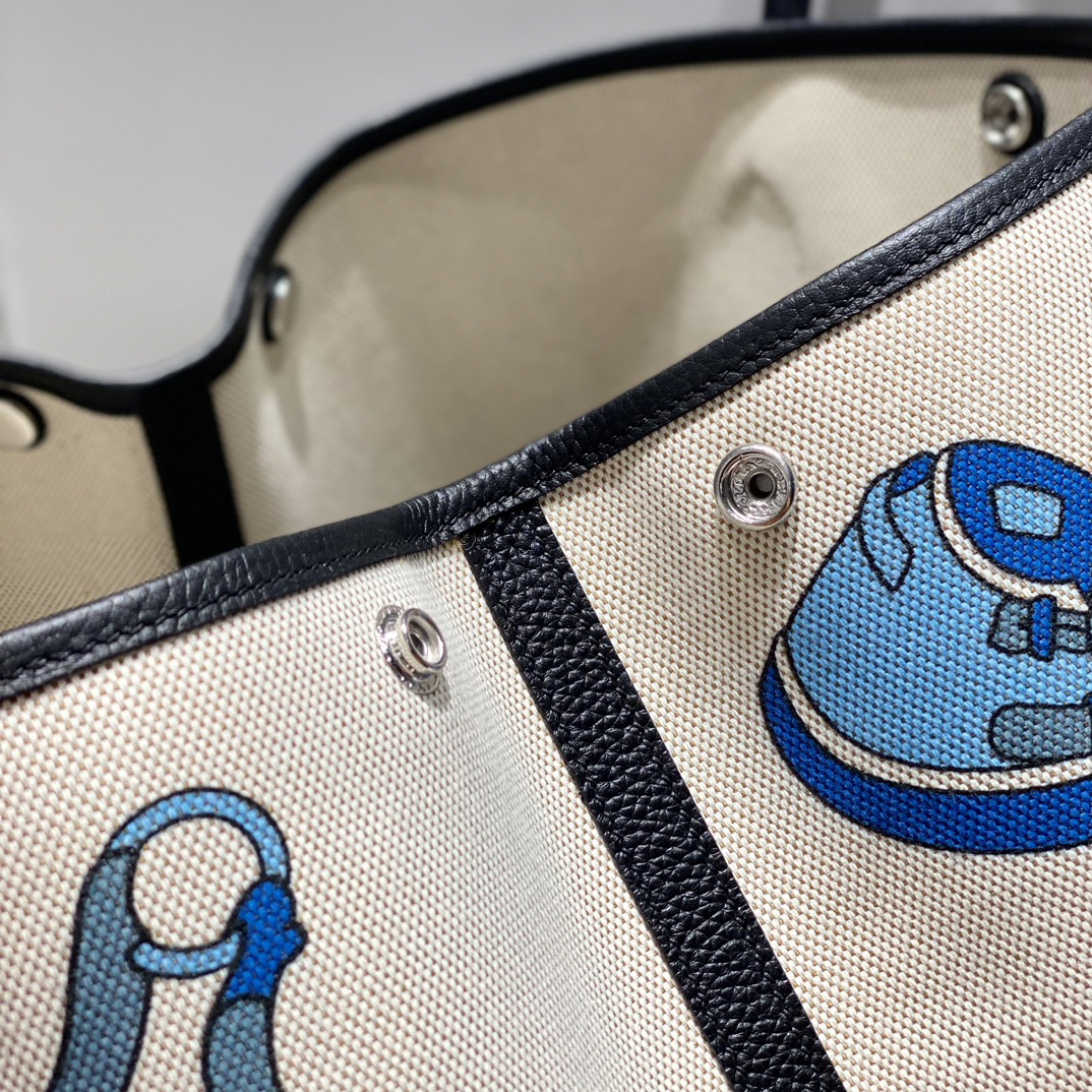 Hermes painted graffiti French fjord imported original cowhide wax thread sewing master craft painted canvas 36*30cm