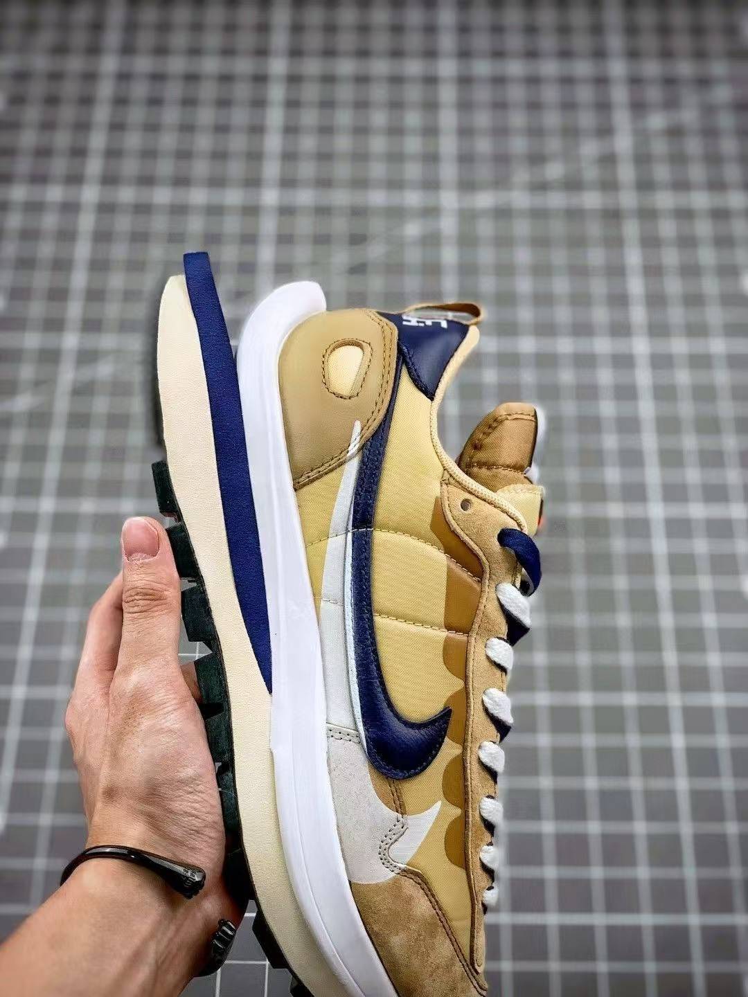 Sacai x Nike VaporWaffle sesame and blue void