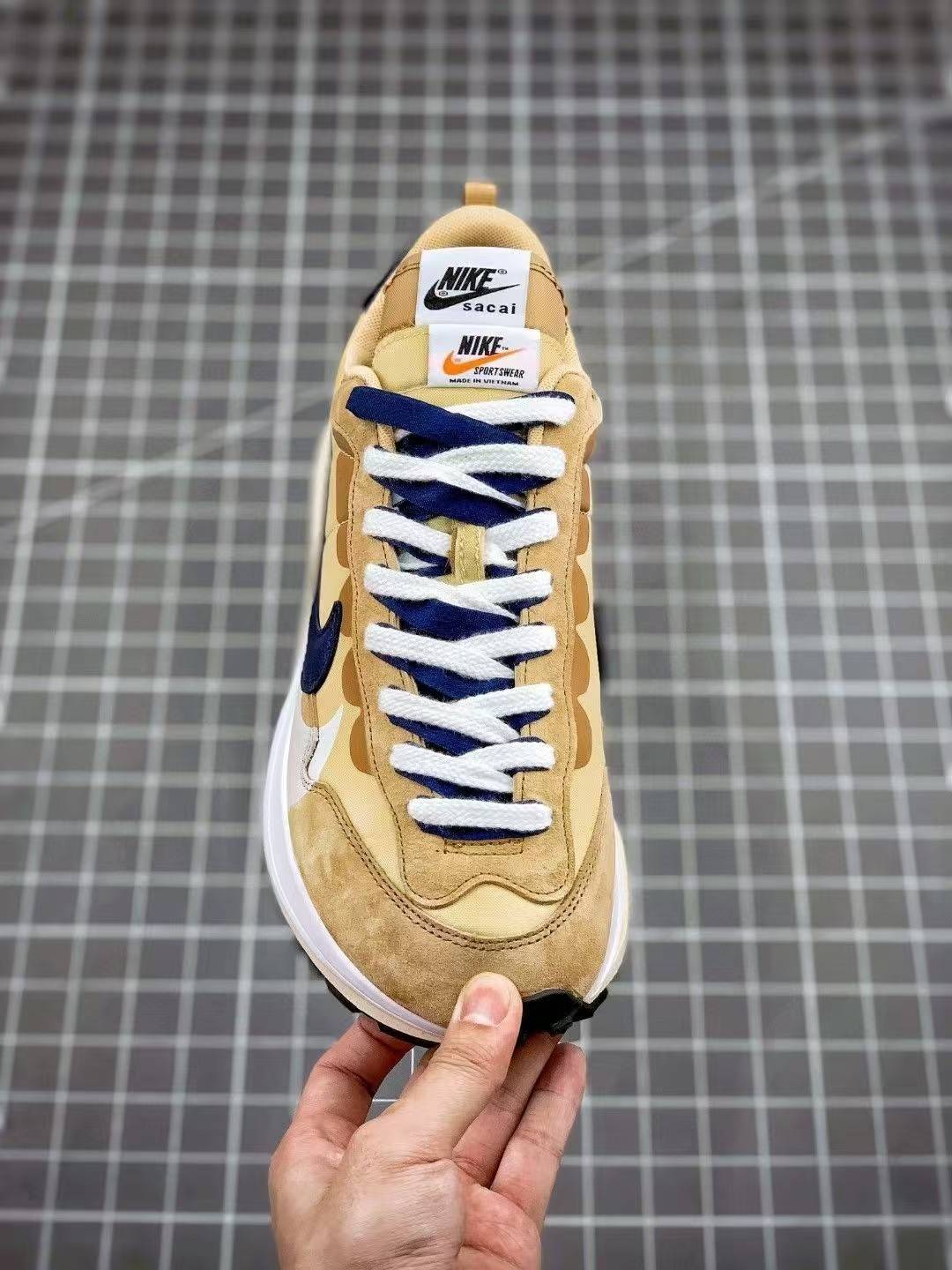 Sacai x Nike VaporWaffle sesame and blue void