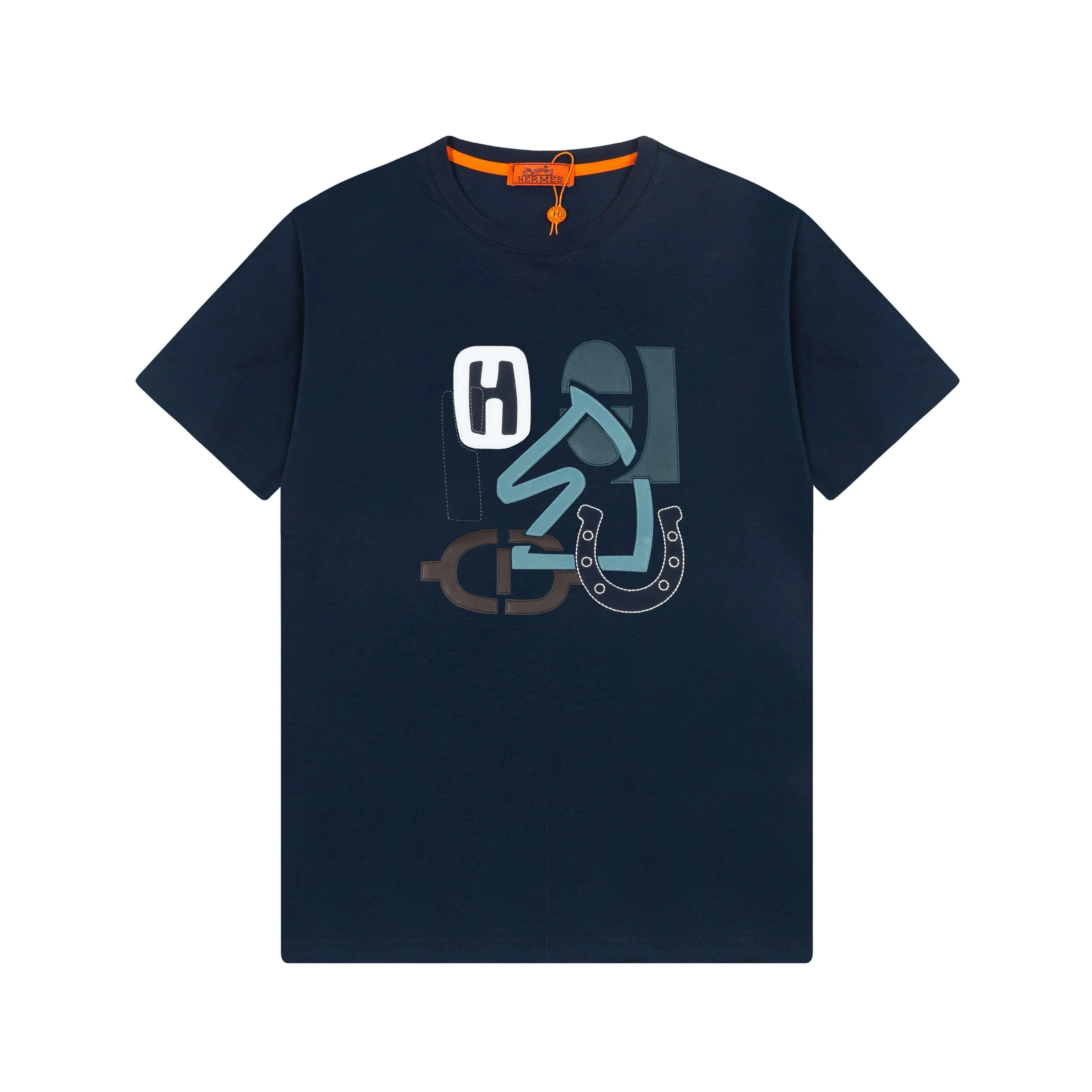 Leather Patch Embroidery T-Shirt