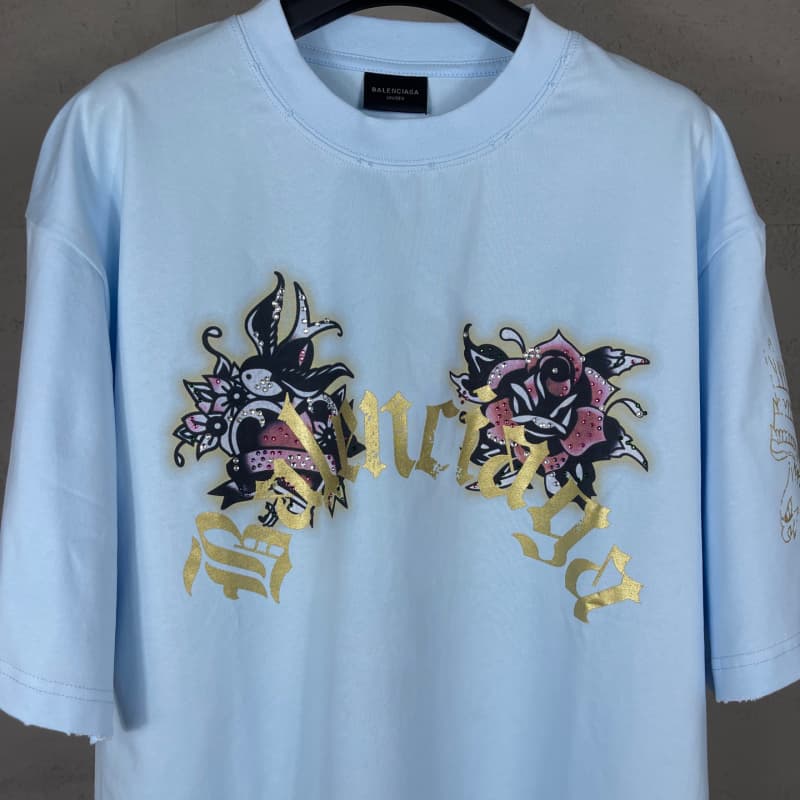 Front & Back Rhinestone Destroyed T-Shirt