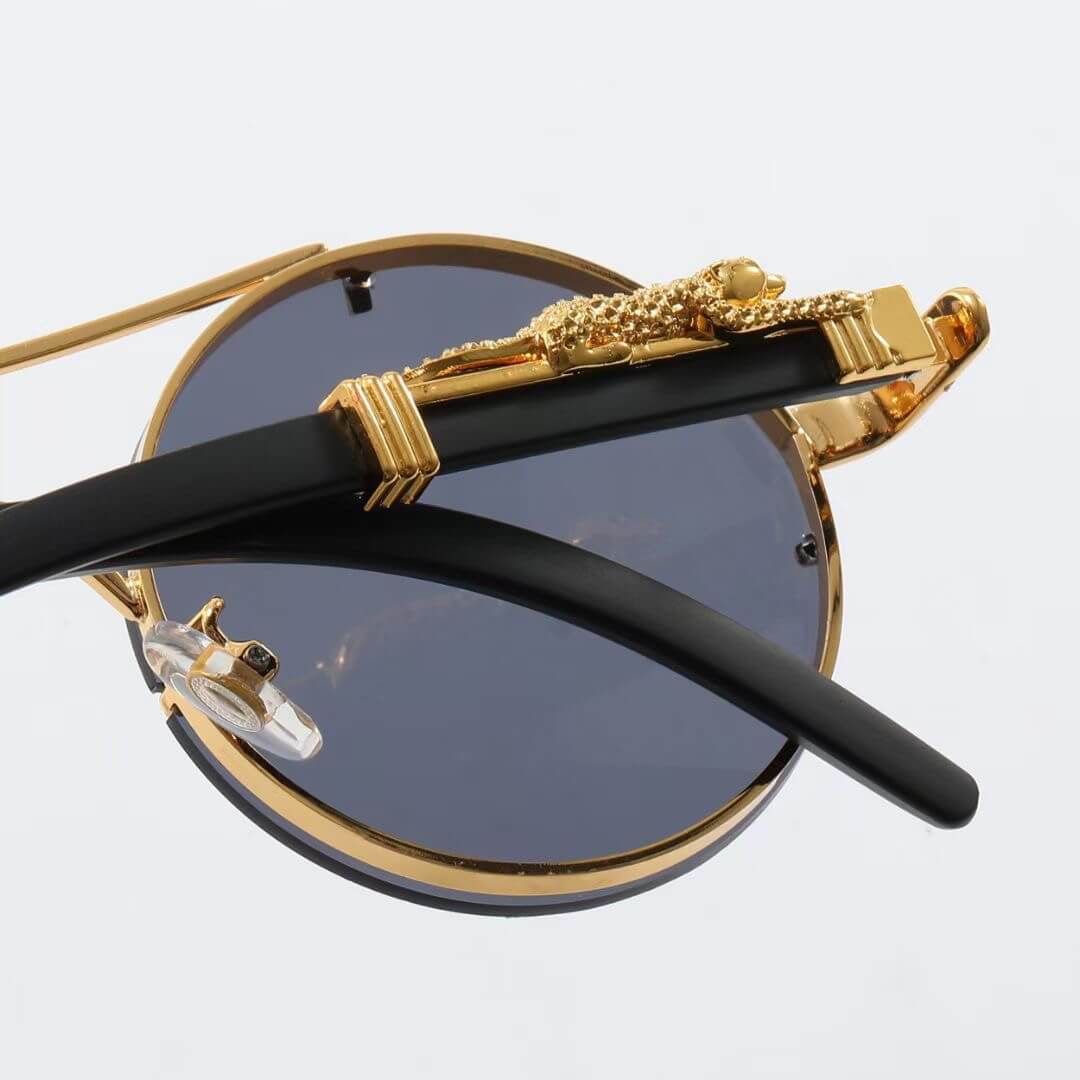 Retro Round Gold Leopard Frame Sunglasses