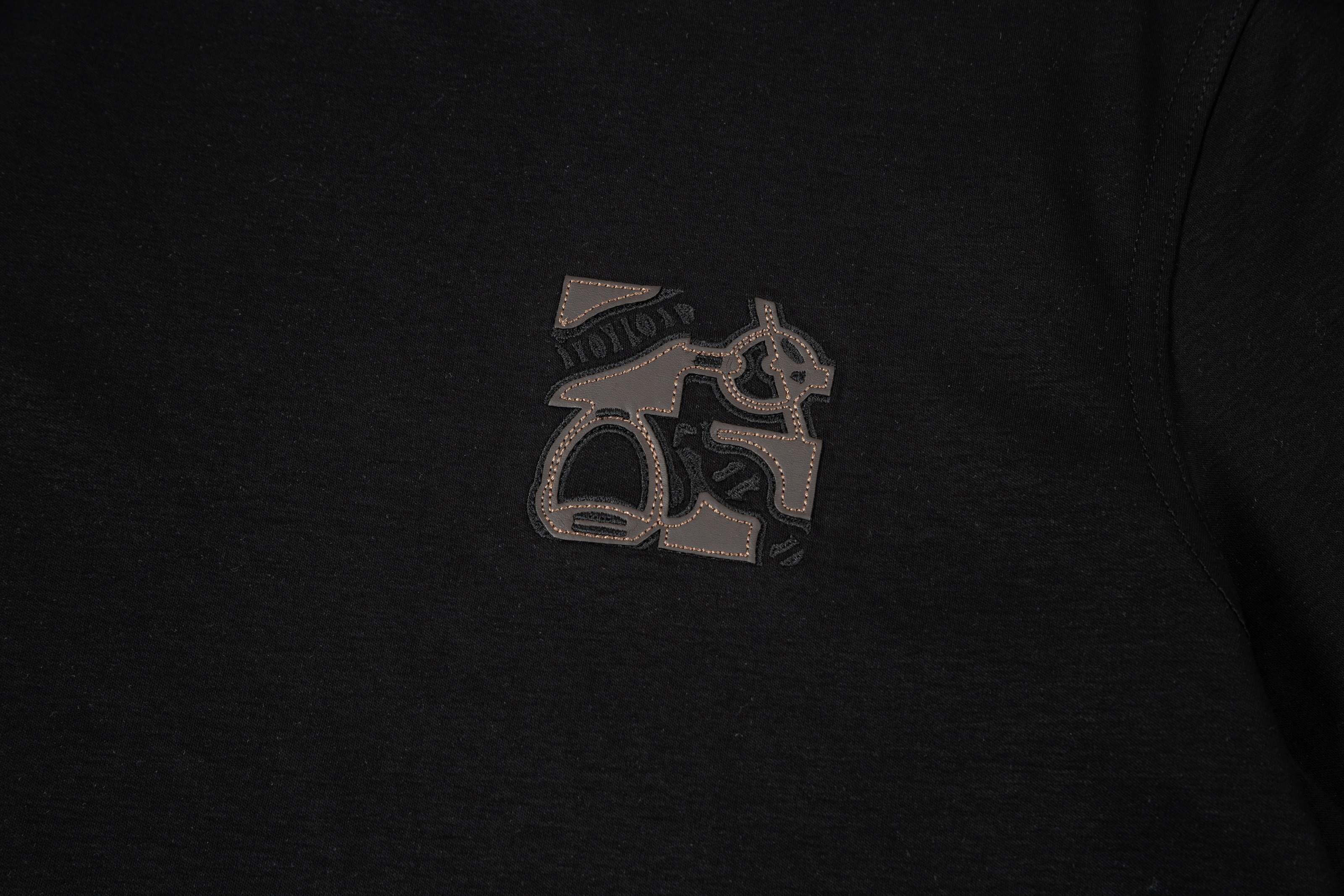 Embroidered Leather Patch T-Shirt