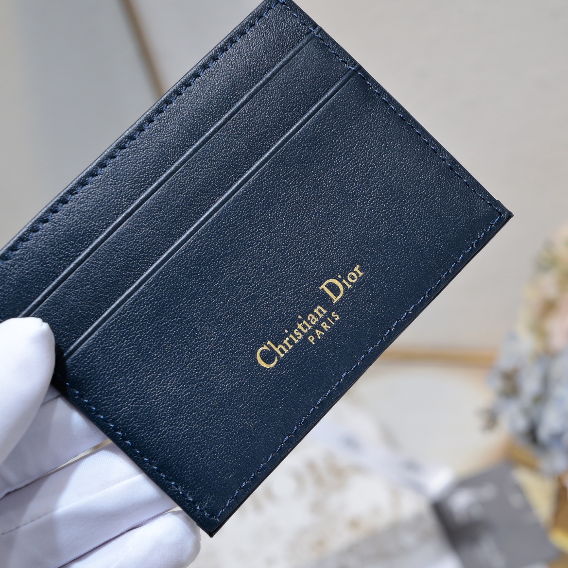 Dior 30 Montaigne Freesia Card Holder Blue Dior Oblique Jacquard