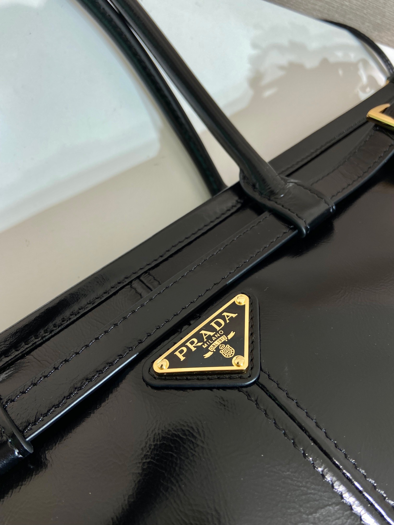 Pr*da Bonnie large leather handbag