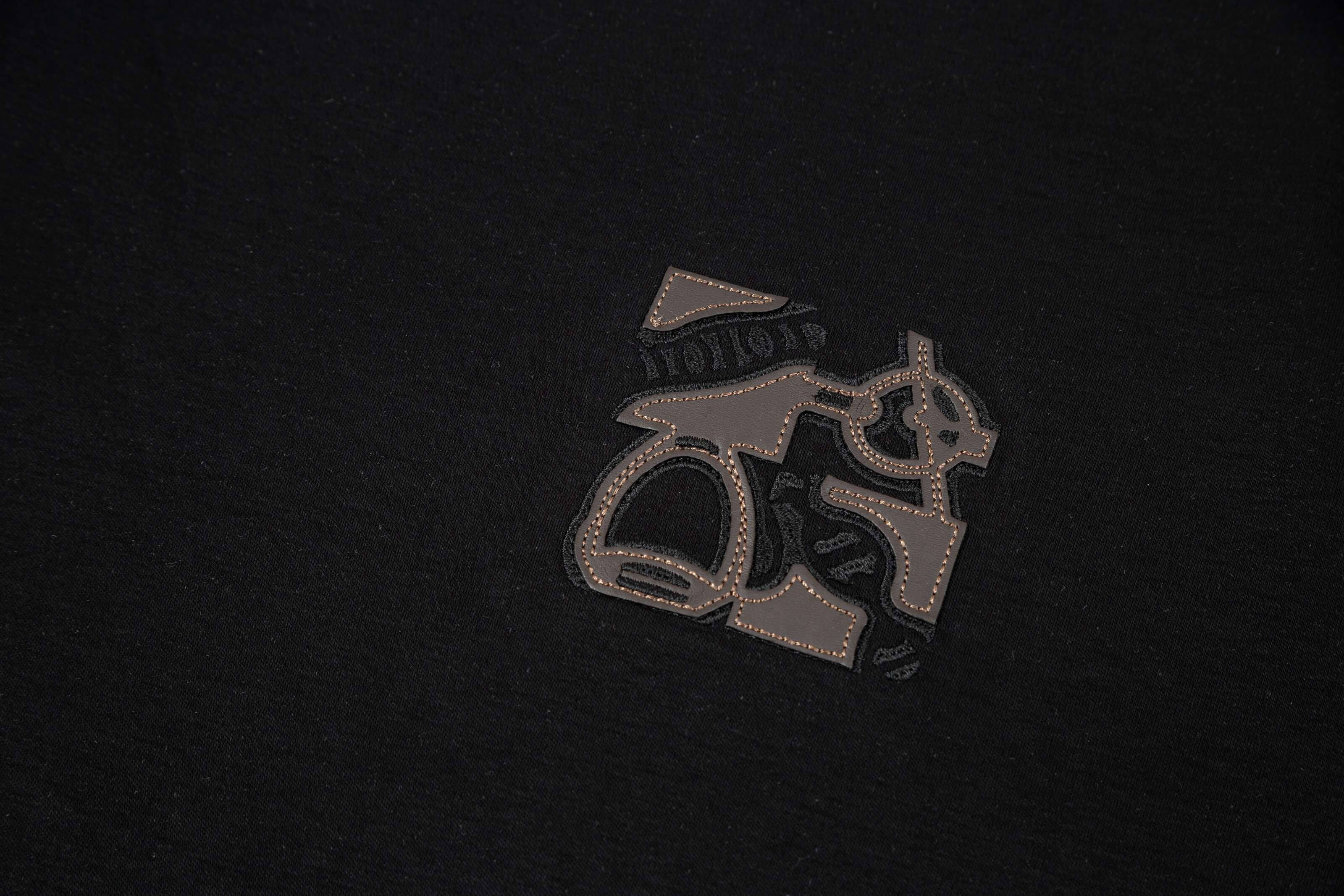 Embroidered Leather Patch T-Shirt