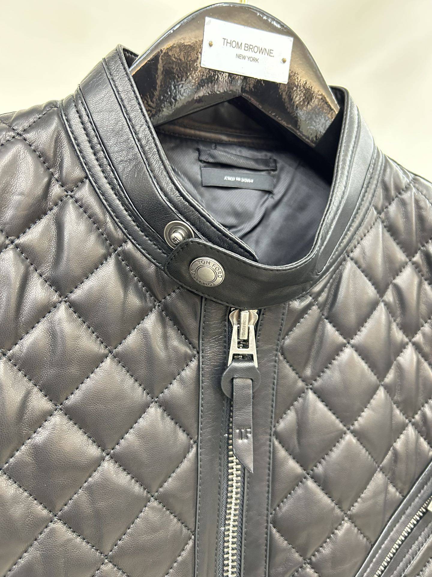 Tom Ford 23 catwalk style slim stand collar leather jacket