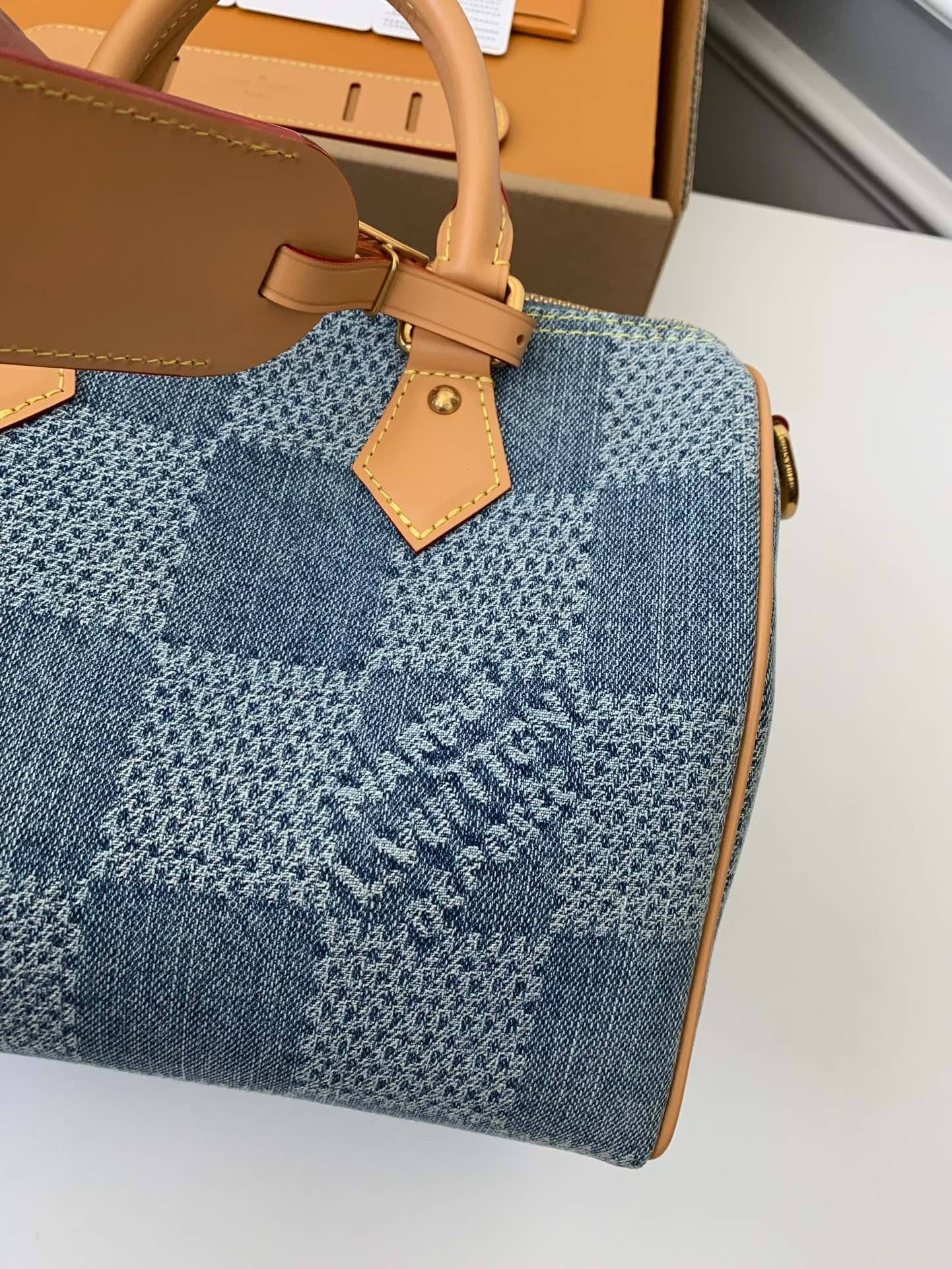 L*V The new SPEEDY 25bandouli ère tannin denim handbag N40700 Size:25*15*15cm
