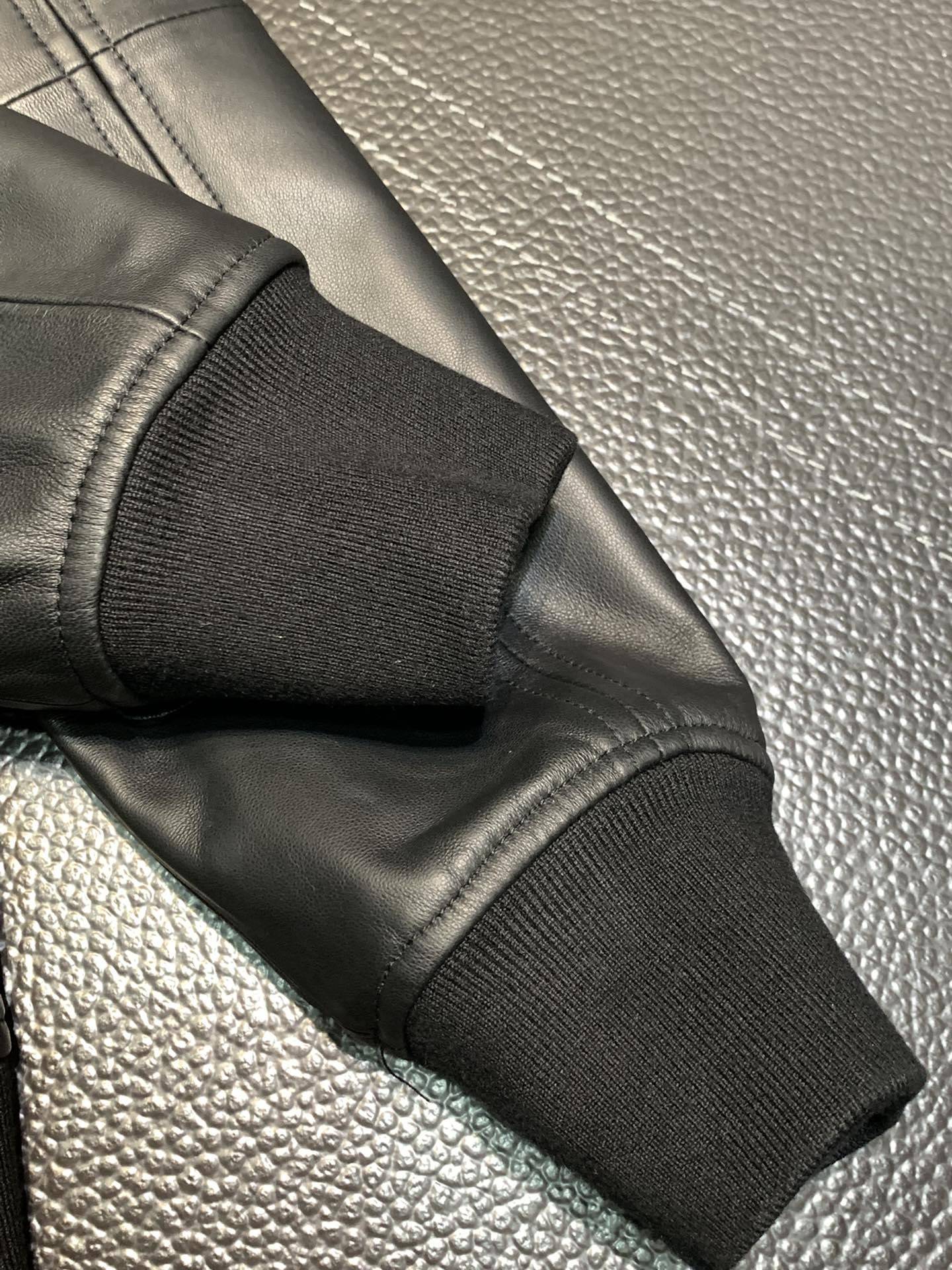 Zegna Stand collar leather jacket