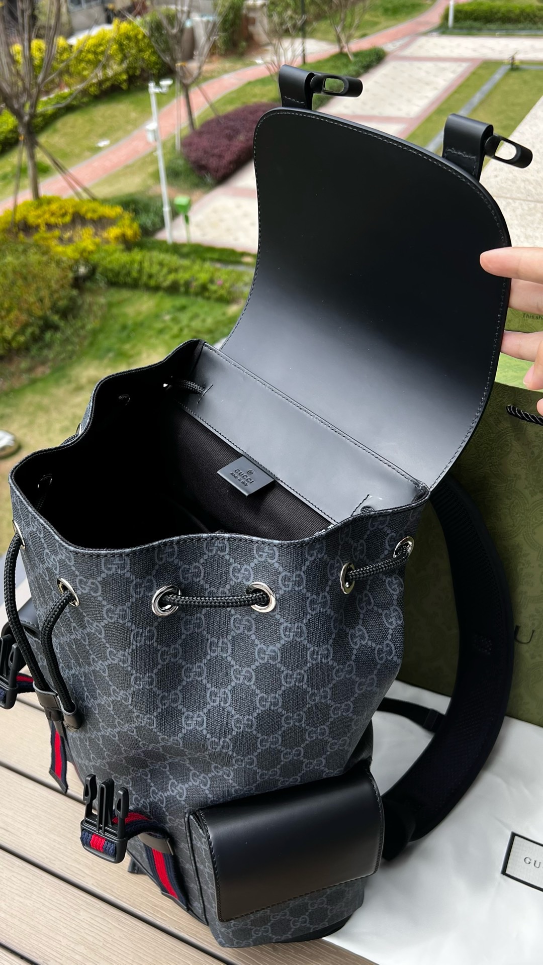 G*u*i backpack model: 495563. size: 34*42*16cm