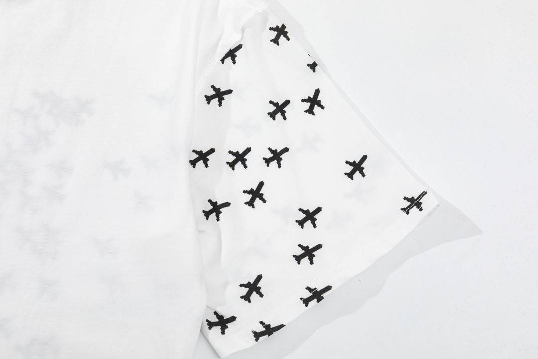 Louis Vuitton 23ss small plane full print pattern gold classic T-shirt