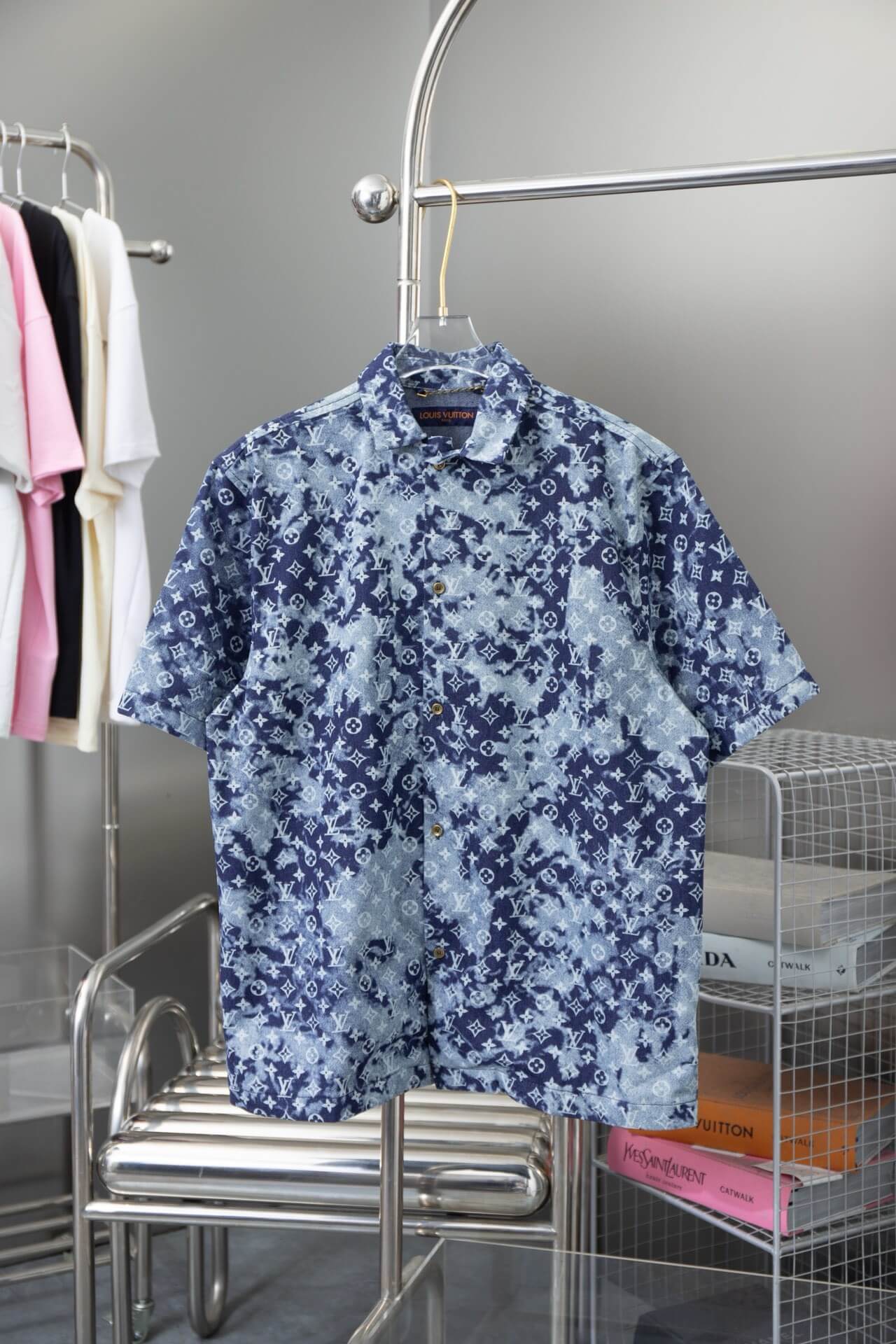 Blue All-Over Gradient Print T Shirt