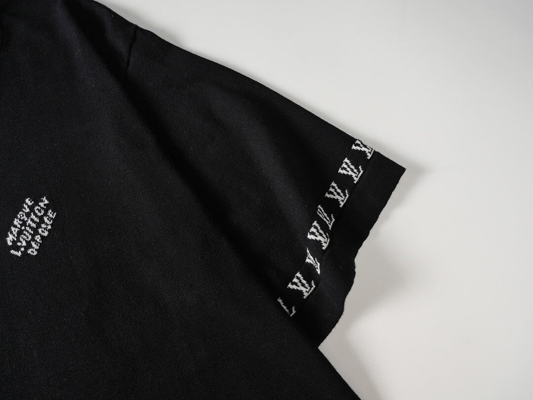 Letter Sleeve Knit T Shirt