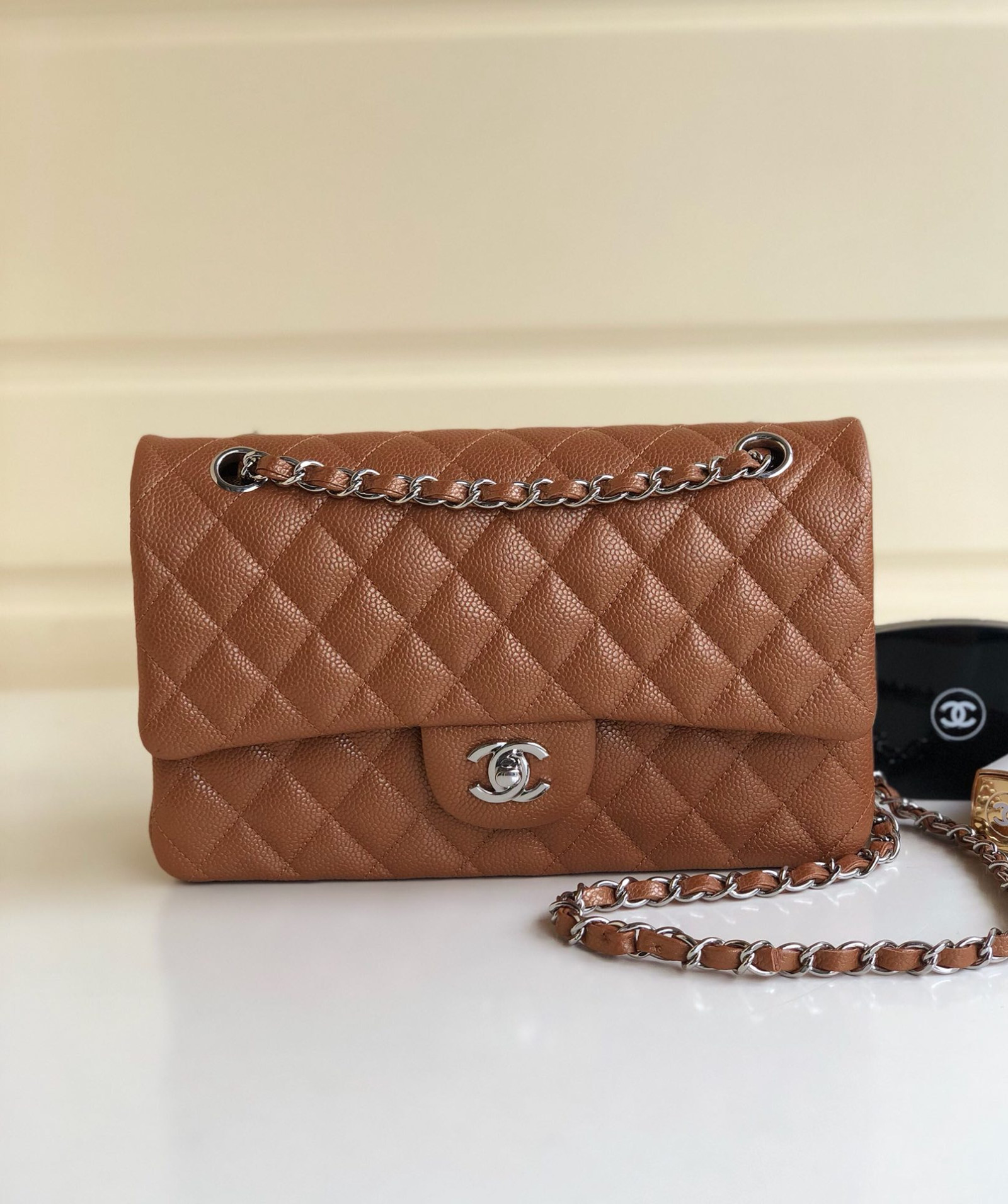 Chanle Classic Double Flap Caviar Silver Hardware