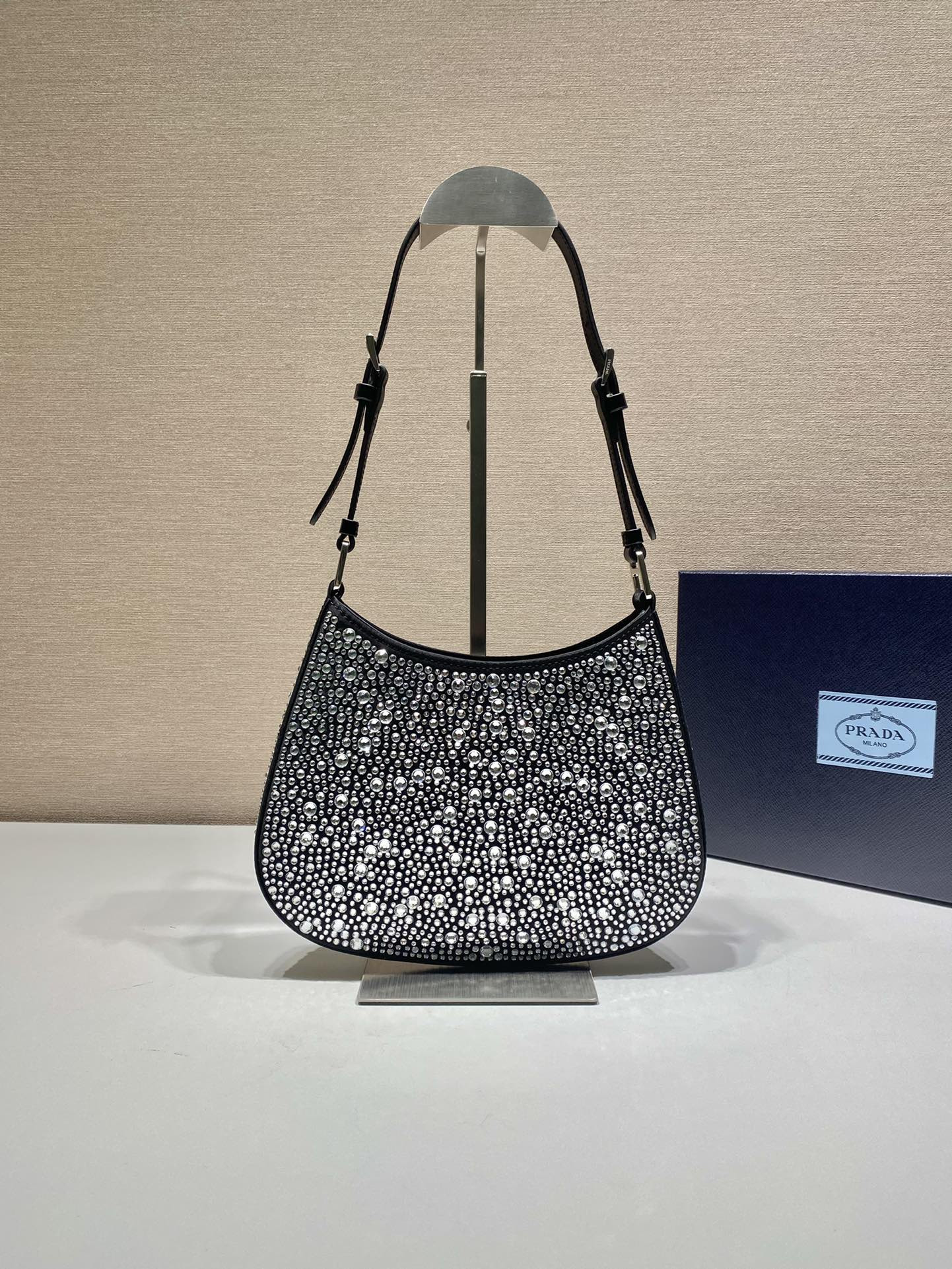 Prada Cleo Satin Bag With Crystals