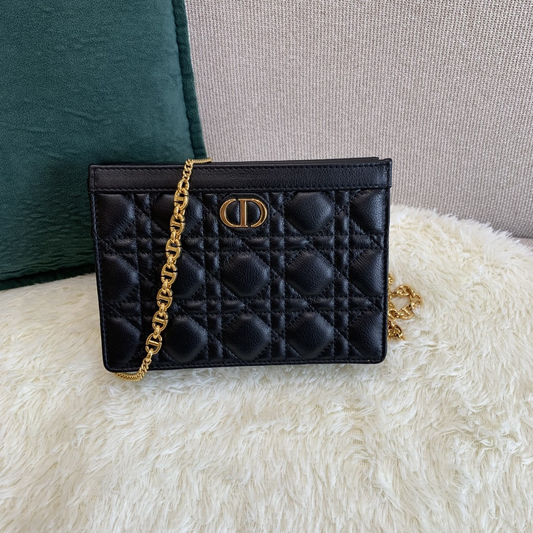 Dior Caro Zipped Pouch With Chain