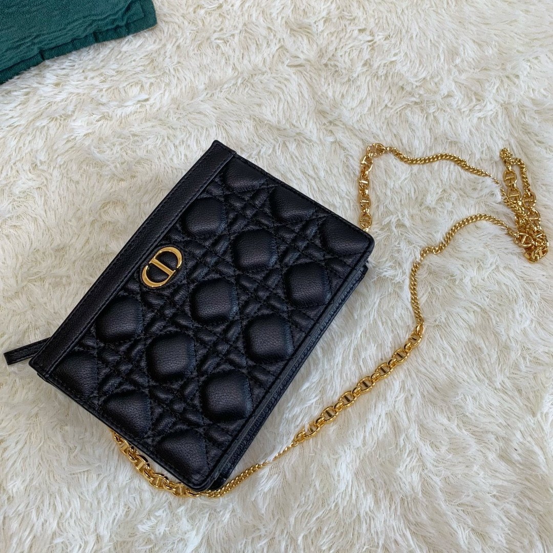 Dior Caro Zipped Pouch With Chain