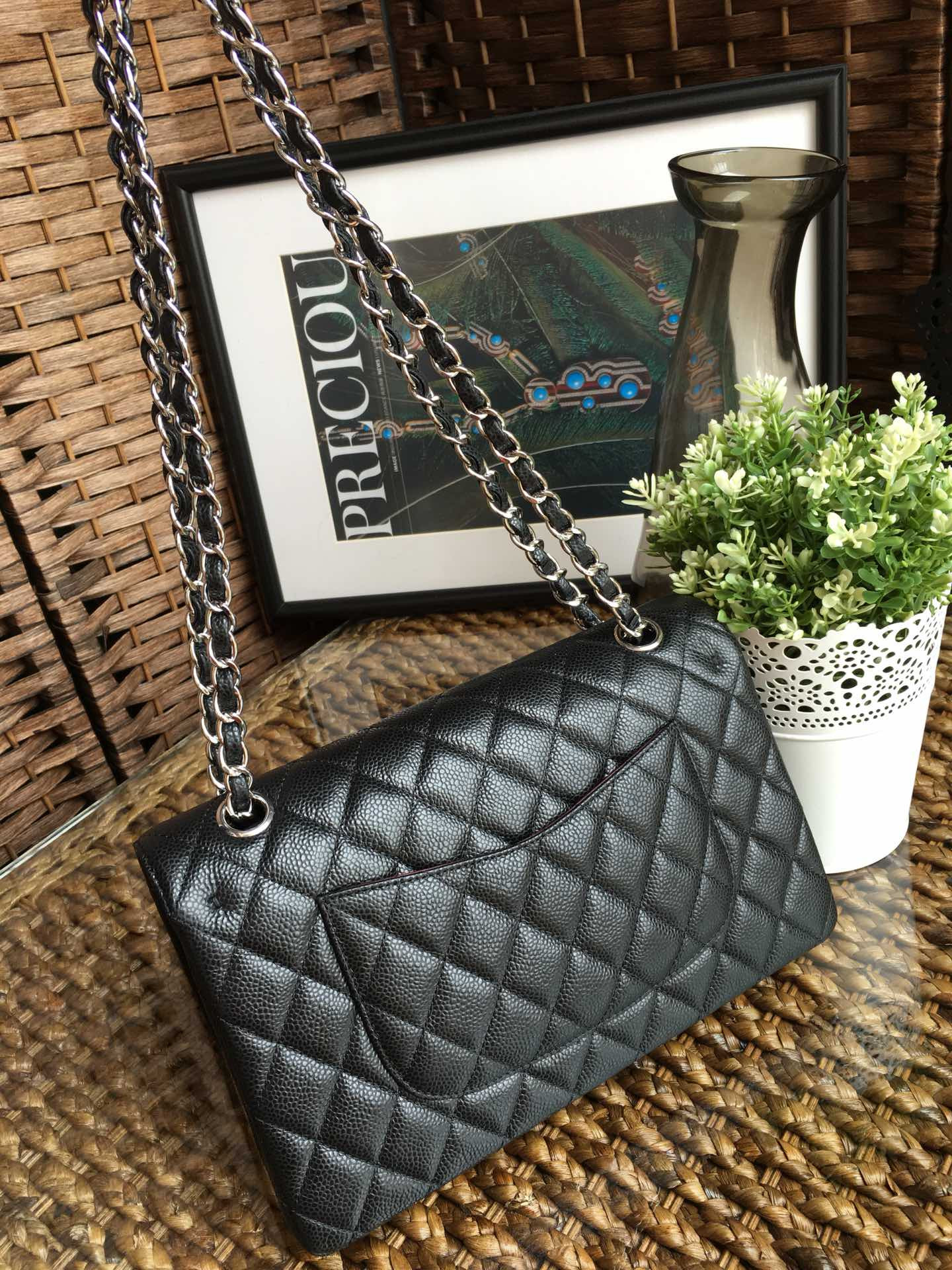 Chanle Classic Double Flap Caviar Silver Hardware