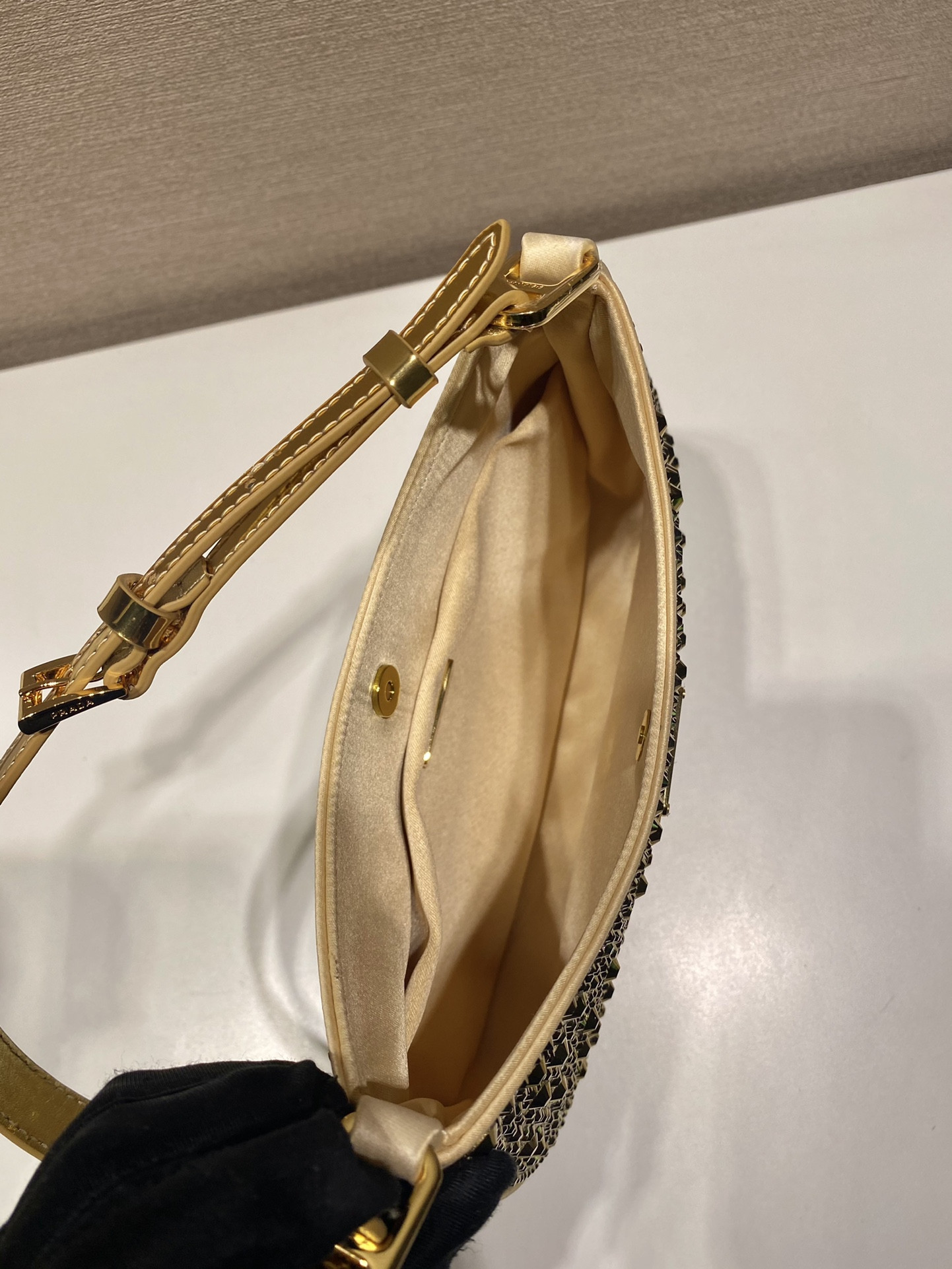 Prada Cleo Satin Bag With Crystals