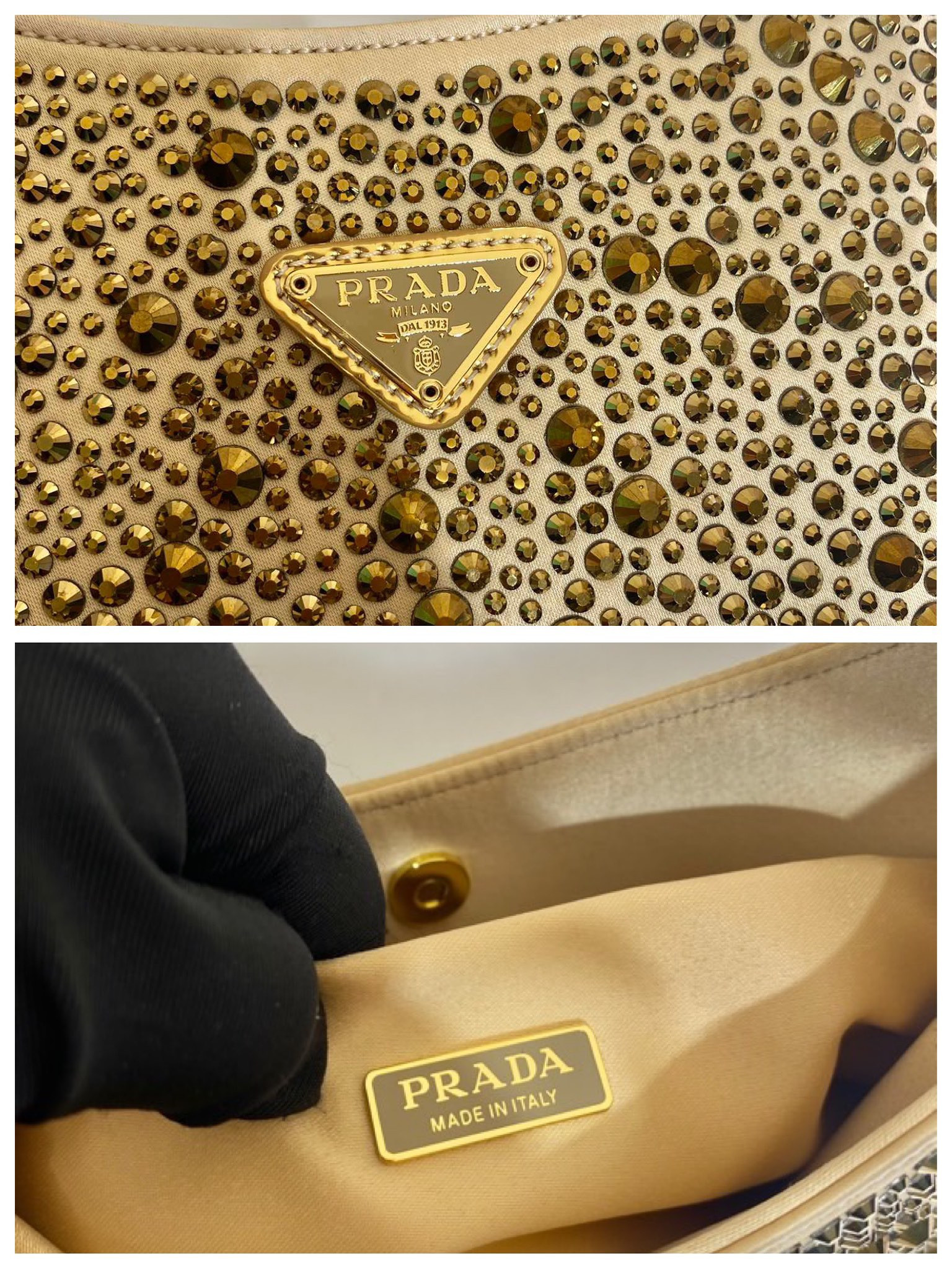 Prada Cleo Satin Bag With Crystals