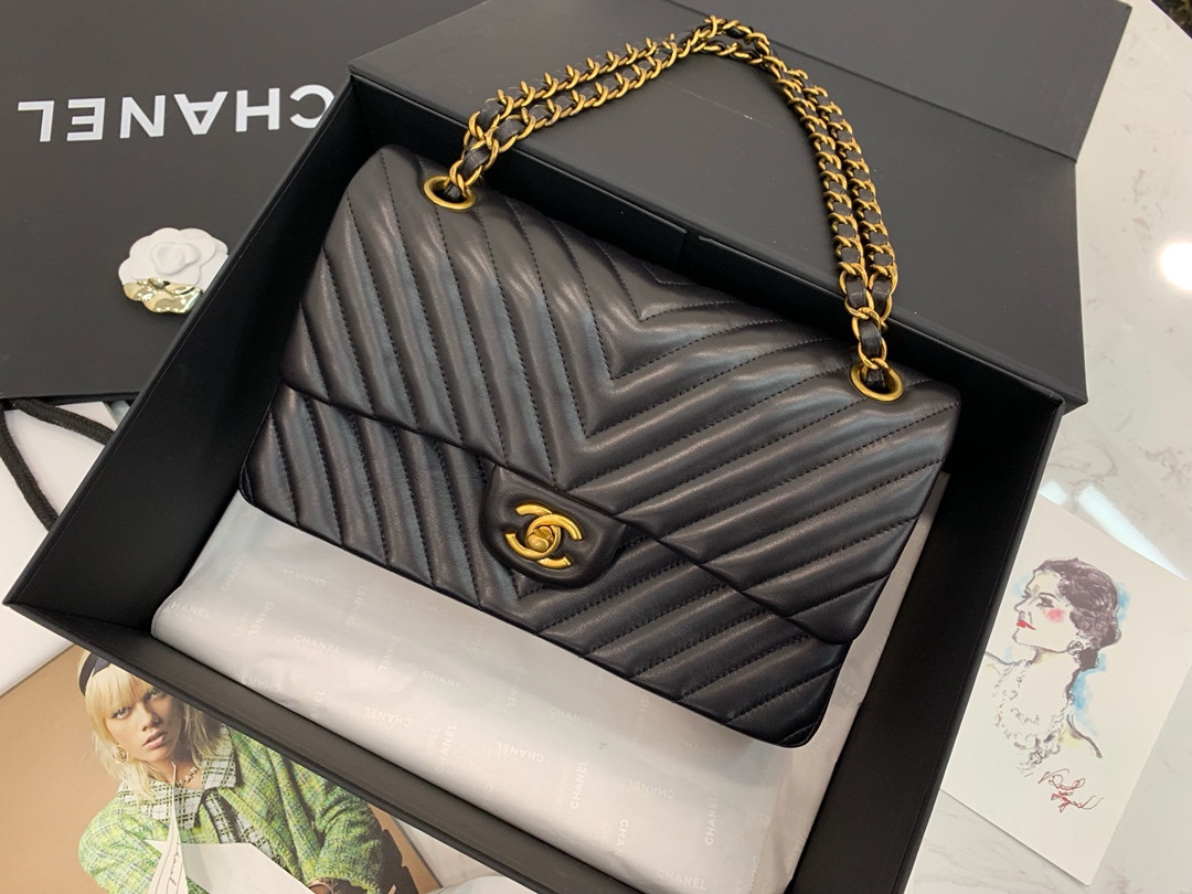 Chanle Classic Flap Bag With Chevron Quilting-lambskin Leather