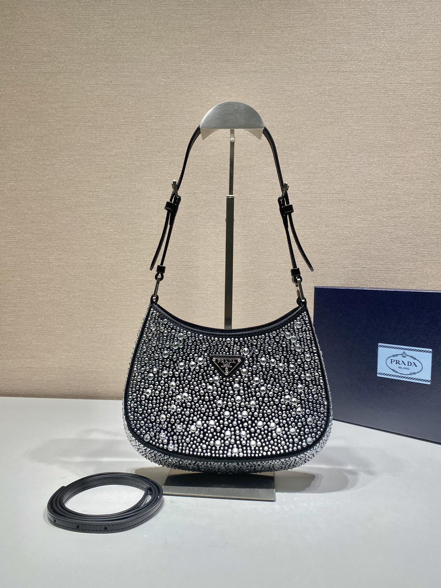 Prada Cleo Satin Bag With Crystals