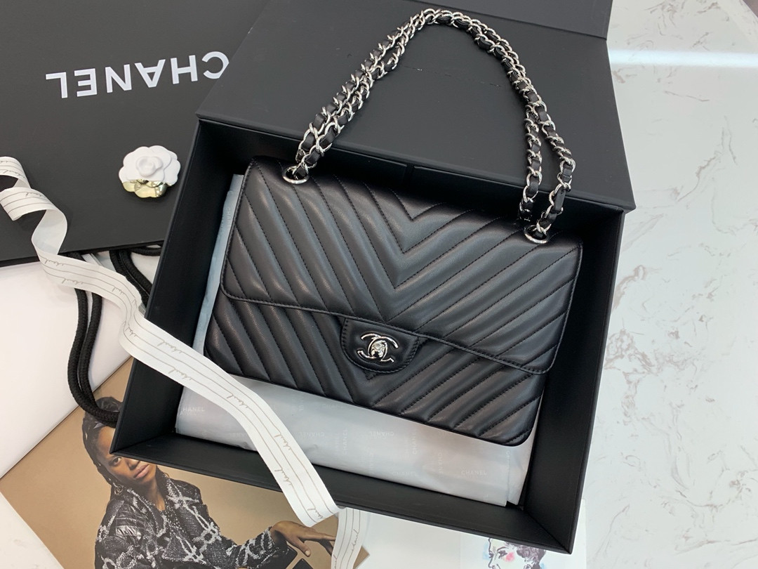 Chanle Classic Flap Bag With Chevron Quilting-lambskin Leather