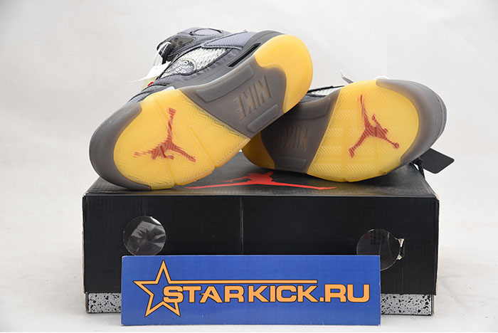 OFF WHITE AIR JORDAN 5 SP BLACK MUSLIN FIRE RED CT8480-001