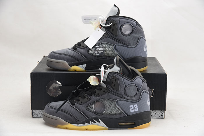 OFF WHITE AIR JORDAN 5 SP BLACK MUSLIN FIRE RED CT8480-001