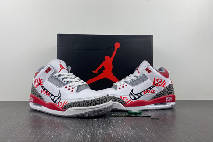 Air Jordan 3 GS  White Gray Red Seal Hook Korean DN3707-160