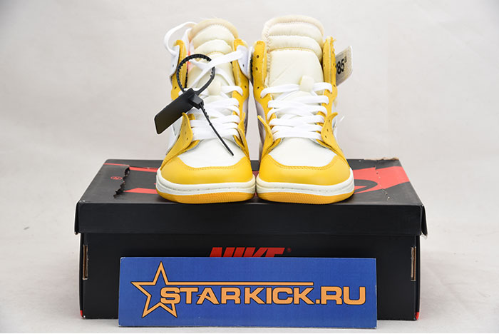 2019 AIR JORDAN 1 X OFF-WHITE NRG WHITE/DARK POWDER YELLOW-CONE AQ0818-149