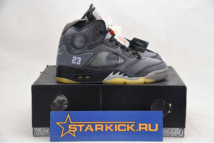 OFF WHITE AIR JORDAN 5 SP BLACK MUSLIN FIRE RED CT8480-001