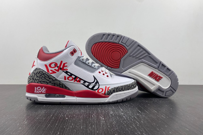 Air Jordan 3 GS  White Gray Red Seal Hook Korean DN3707-160