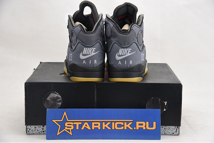 OFF WHITE AIR JORDAN 5 SP BLACK MUSLIN FIRE RED CT8480-001