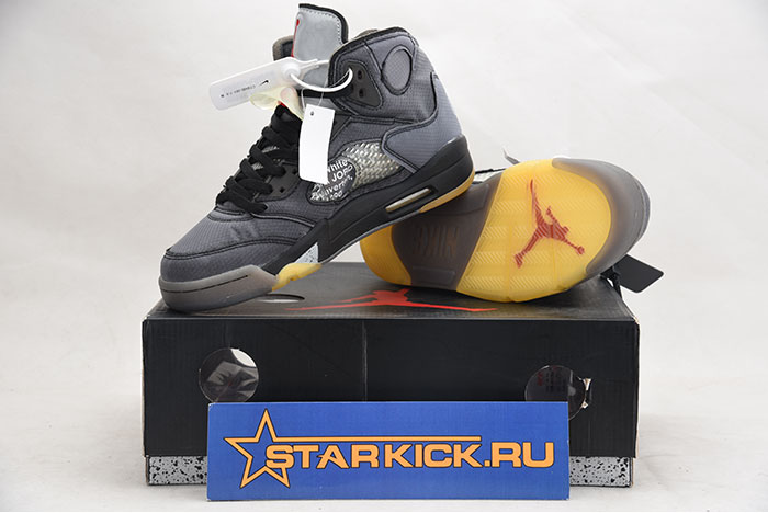 OFF WHITE AIR JORDAN 5 SP BLACK MUSLIN FIRE RED CT8480-001