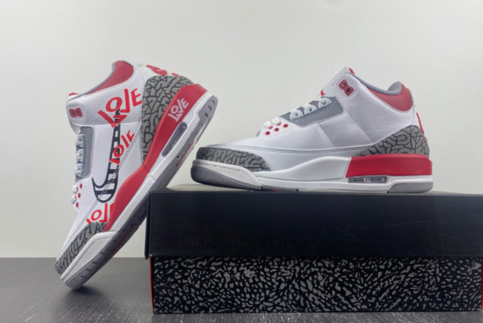 Air Jordan 3 GS  White Gray Red Seal Hook Korean DN3707-160