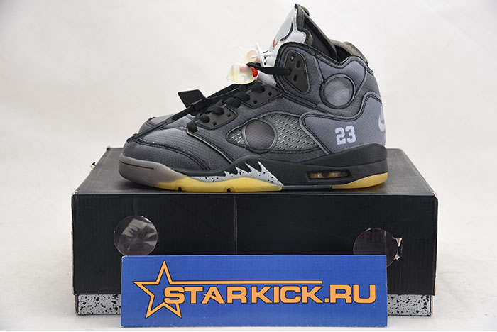 OFF WHITE AIR JORDAN 5 SP BLACK MUSLIN FIRE RED CT8480-001