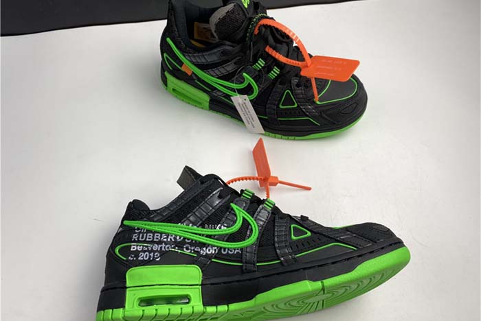 Nike Air Off White Rubber Dunk Black White Green Strike CU6015-001