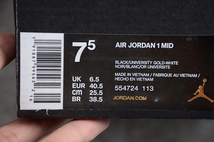 Jordan 1 Mid White Black - 554724-113