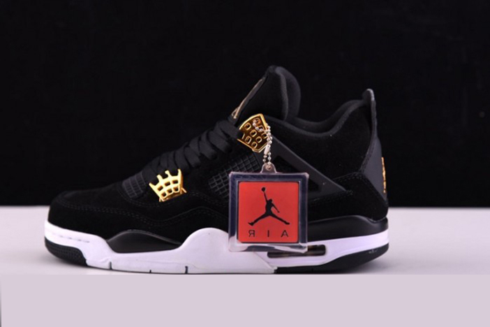 Air Jordan 4 ''Royalty''  Black/Metallic Gold-White mens 308497-032