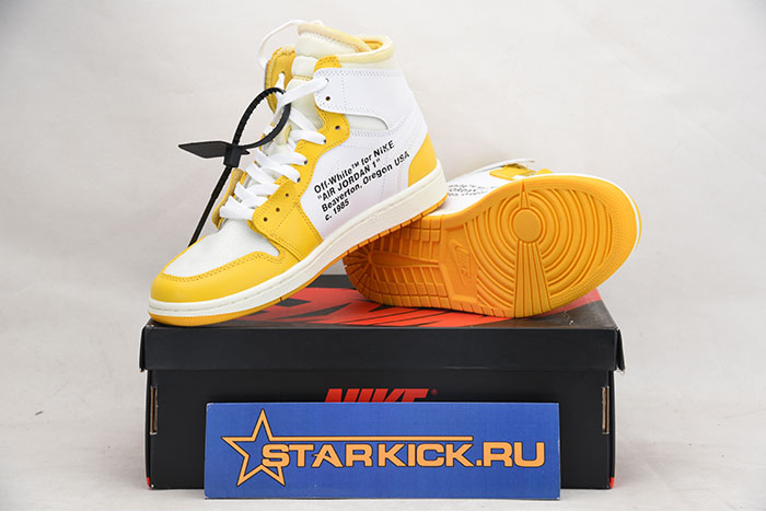 2019 AIR JORDAN 1 X OFF-WHITE NRG WHITE/DARK POWDER YELLOW-CONE AQ0818-149