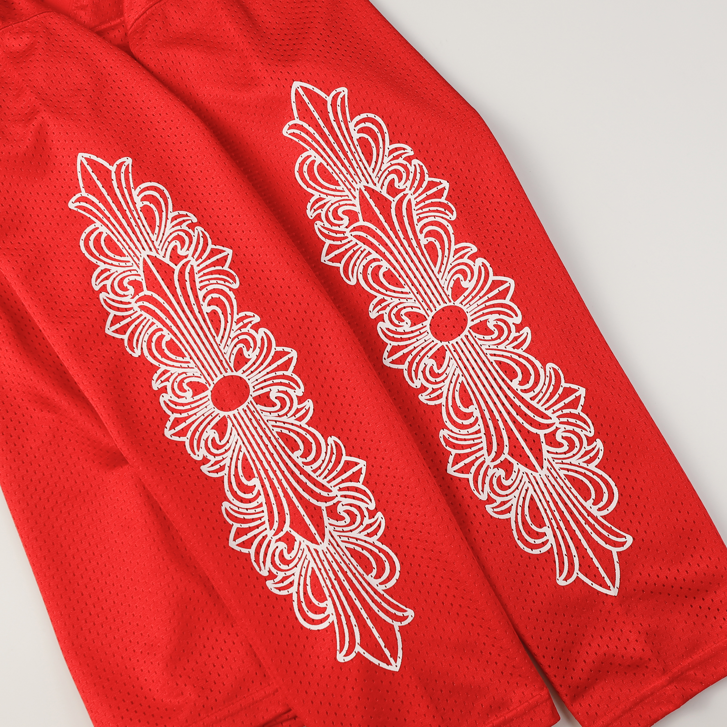 Chrome Hearts Ice Hockey Collection Silver-Plated Floral Sleeve Long Sleeve T-Shirt - Unisex Red