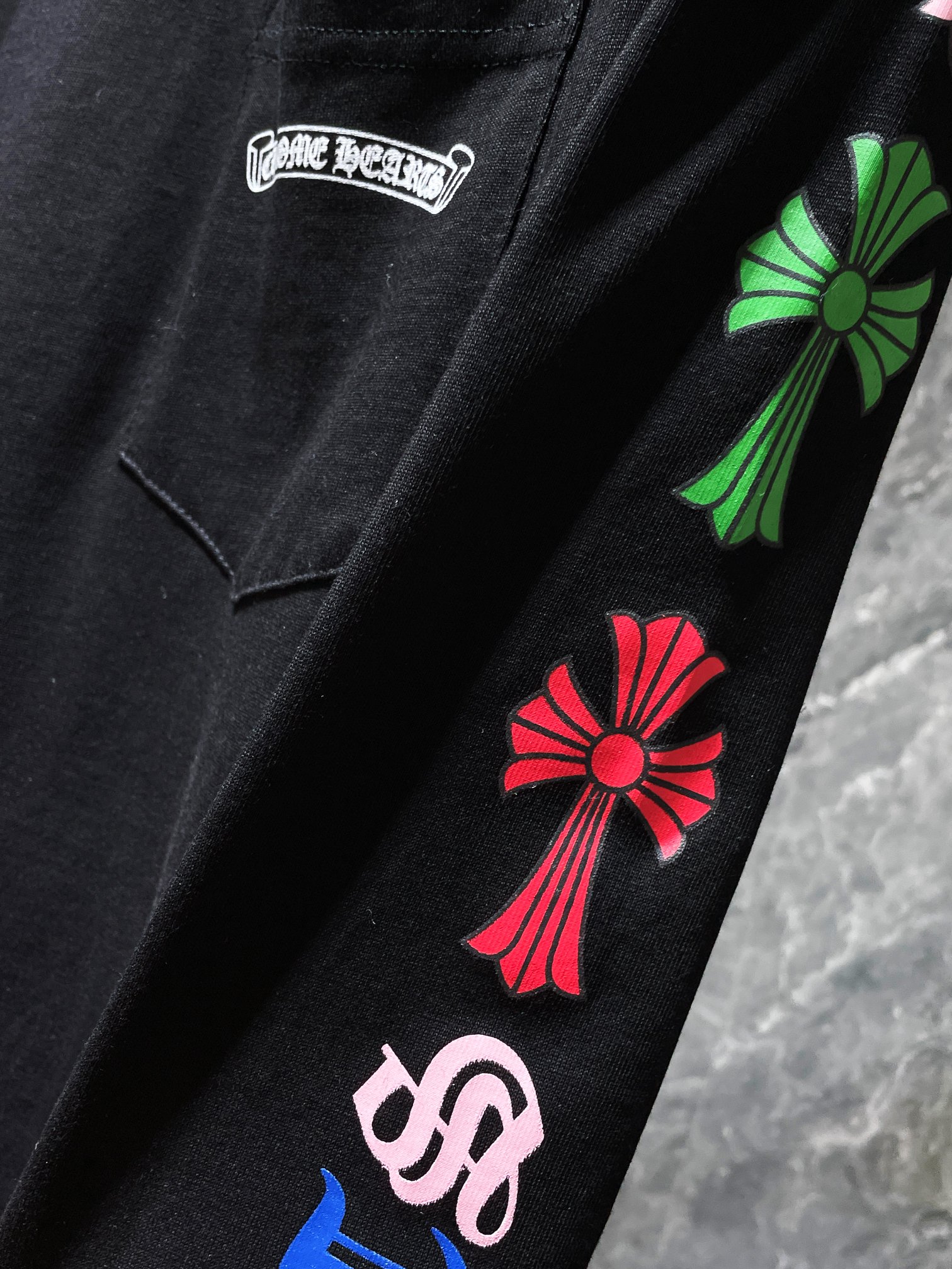 Chrome Hearts SS22 Cross & Letter Print Round Neck Long Sleeve T-Shirt - Unisex Black