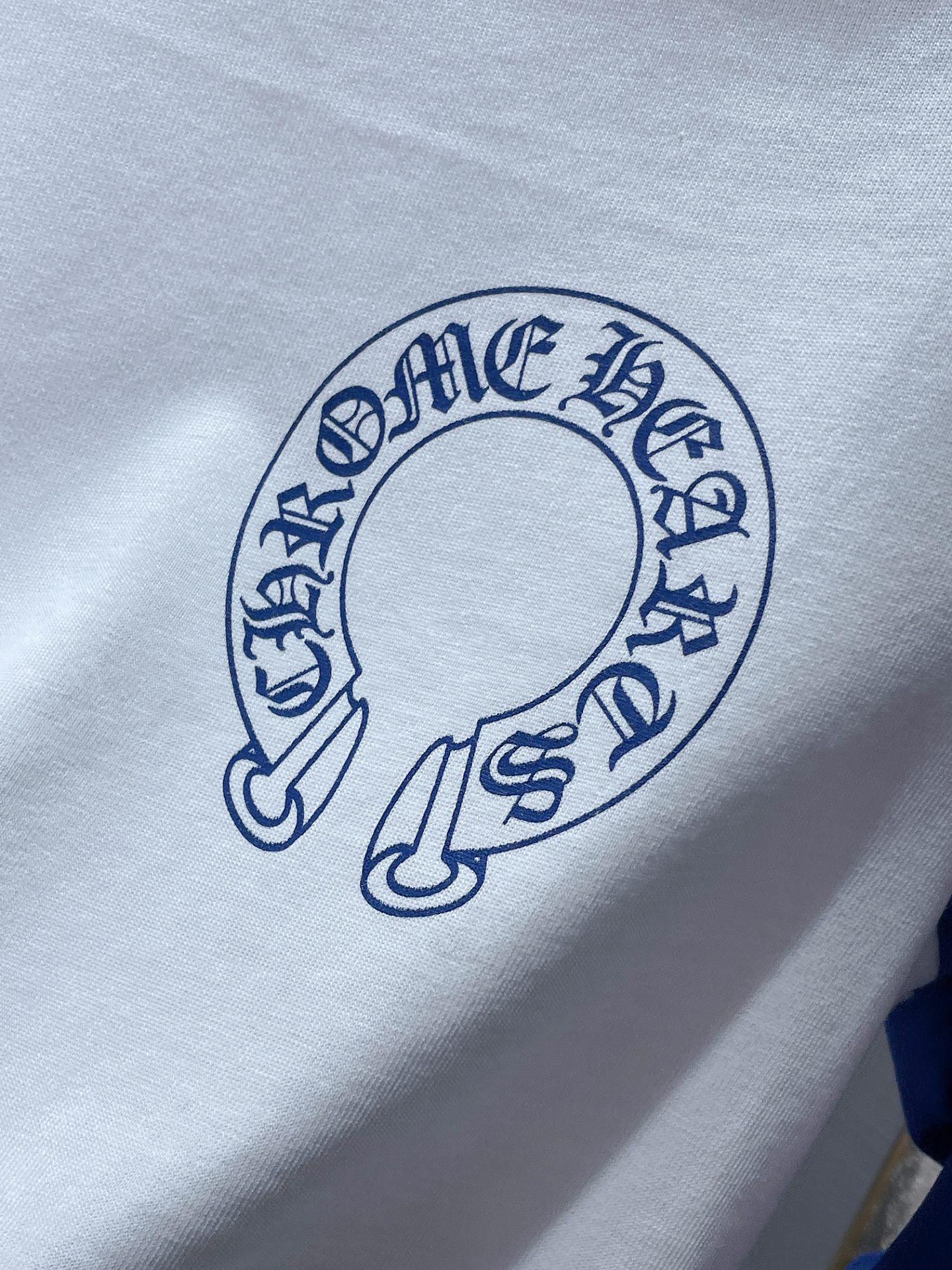 Chrome Hearts Unisex CH Raglan Sleeve Long-Sleeve T-Shirt - Round Neck, Blue/White