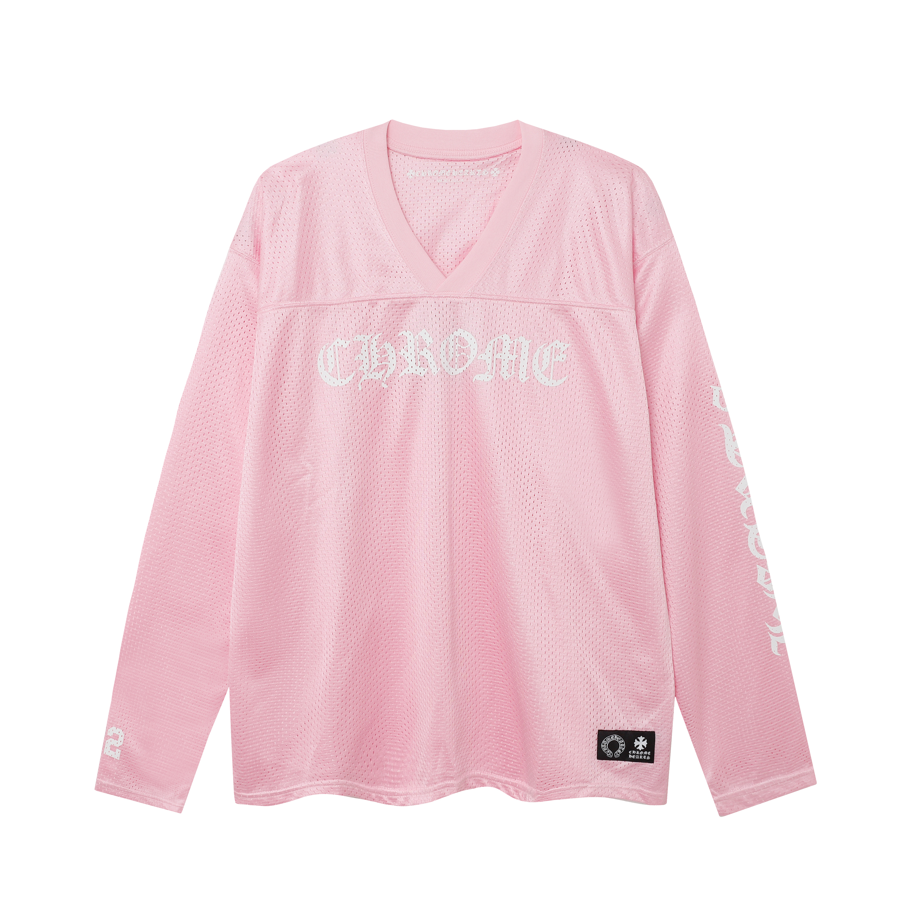 Chrome Hearts Ice Hockey Collection Silver-Plated Floral Sleeve Long Sleeve T-Shirt - Unisex Pink