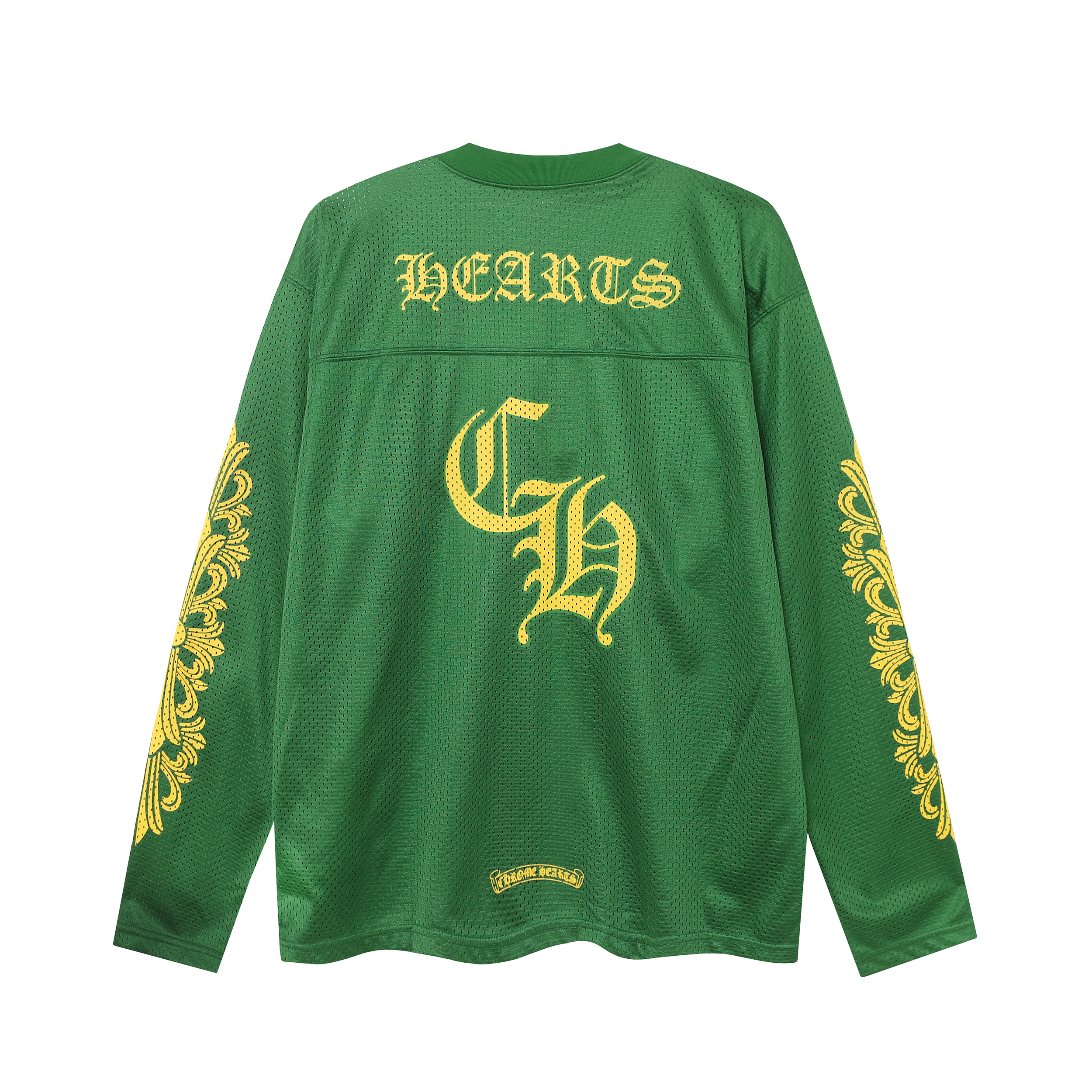 Chrome Hearts Ice Hockey Collection Silver-Plated Floral Sleeve Long Sleeve T-Shirt - Unisex Green