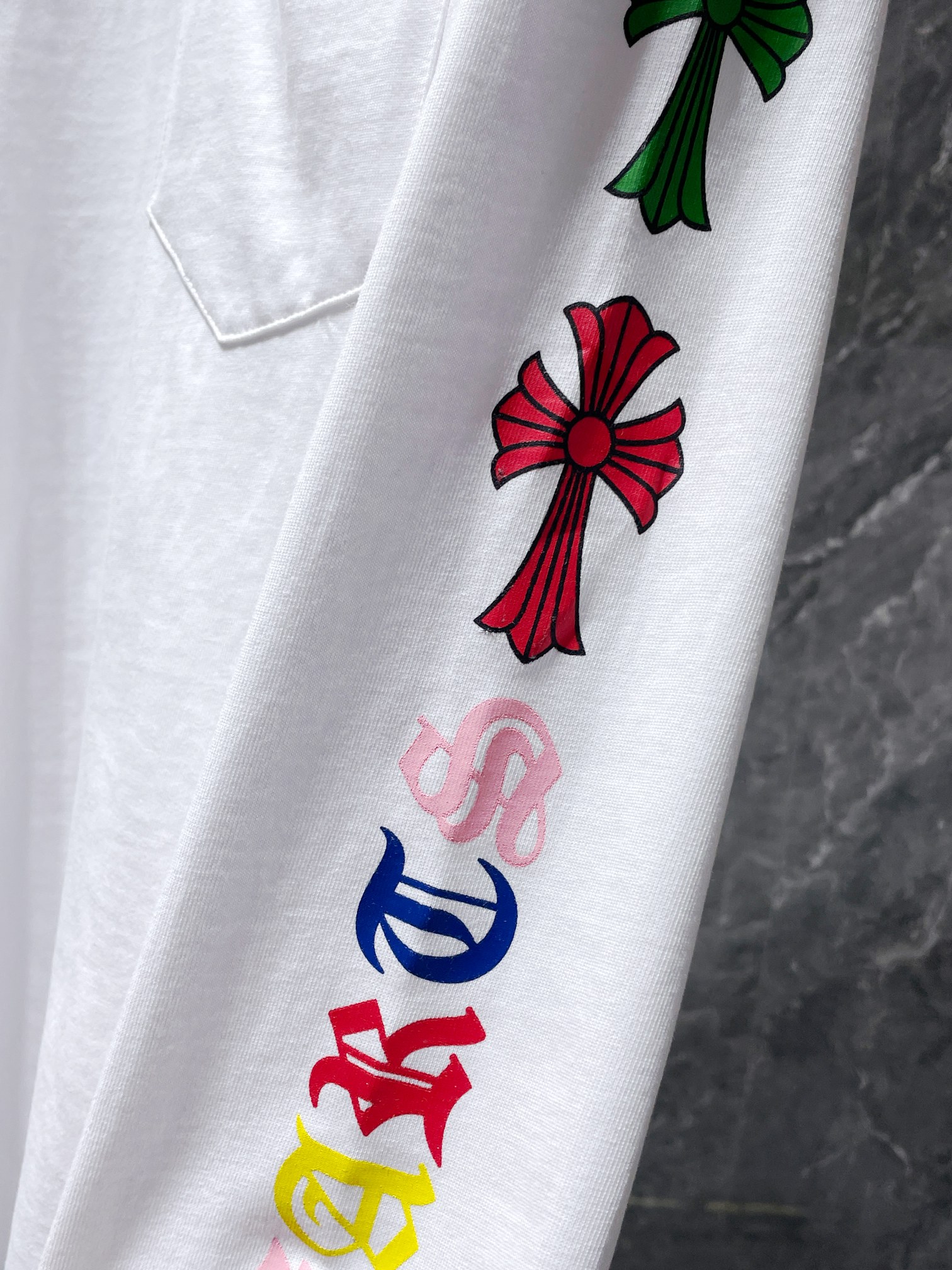 Chrome Hearts SS22 Cross & Letter Print Round Neck Long Sleeve T-Shirt - Unisex WHite