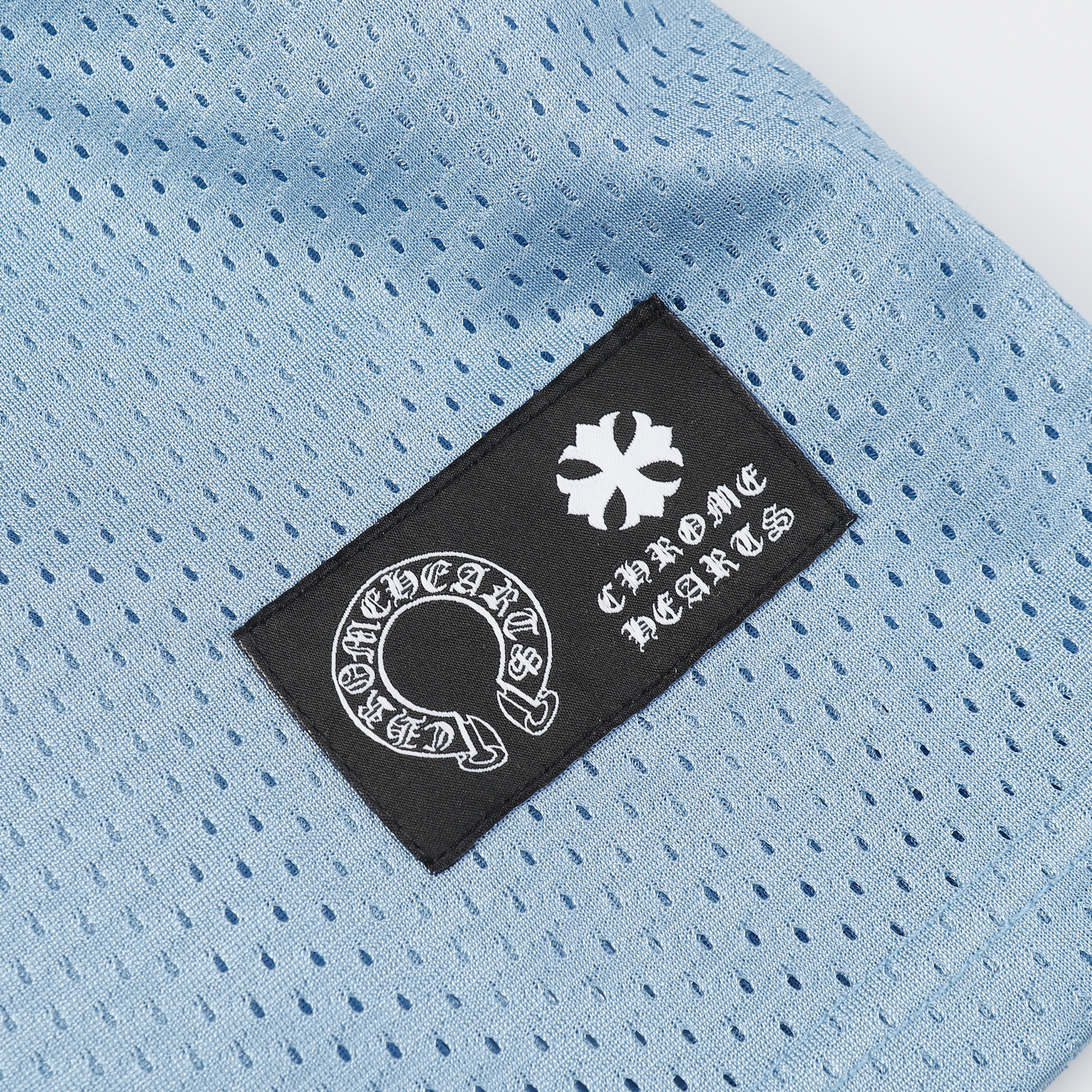 Chrome Hearts Ice Hockey Collection Silver-Plated Floral Sleeve Long Sleeve T-Shirt - Unisex Light Blue