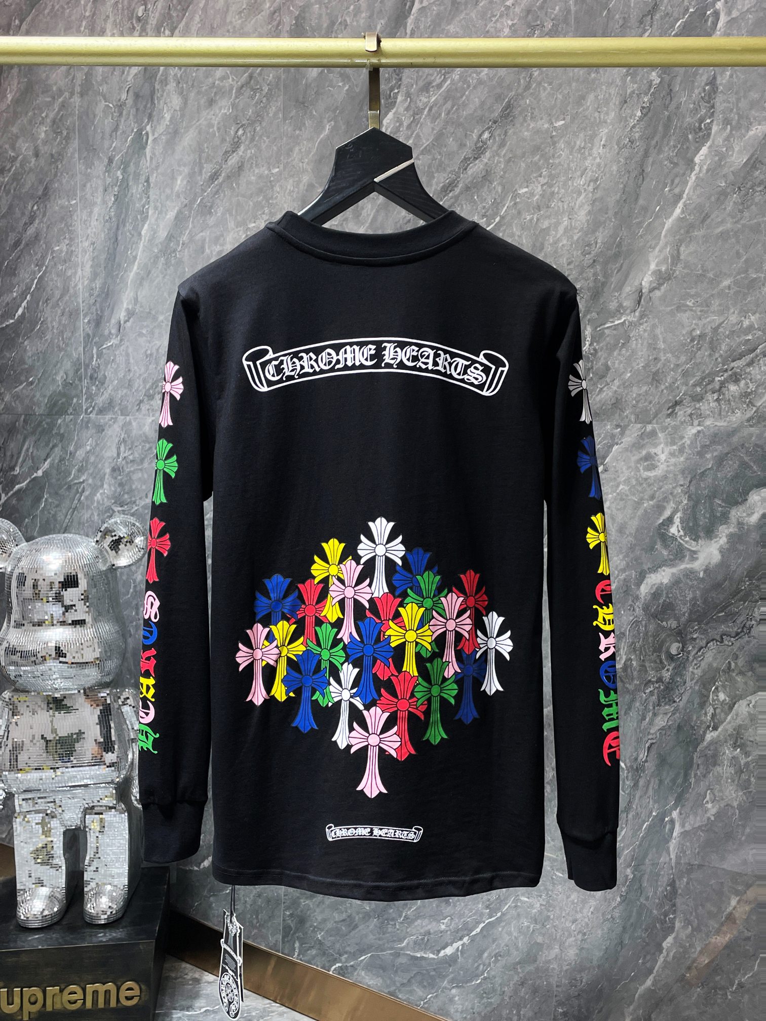 Chrome Hearts SS22 Cross & Letter Print Round Neck Long Sleeve T-Shirt - Unisex Black